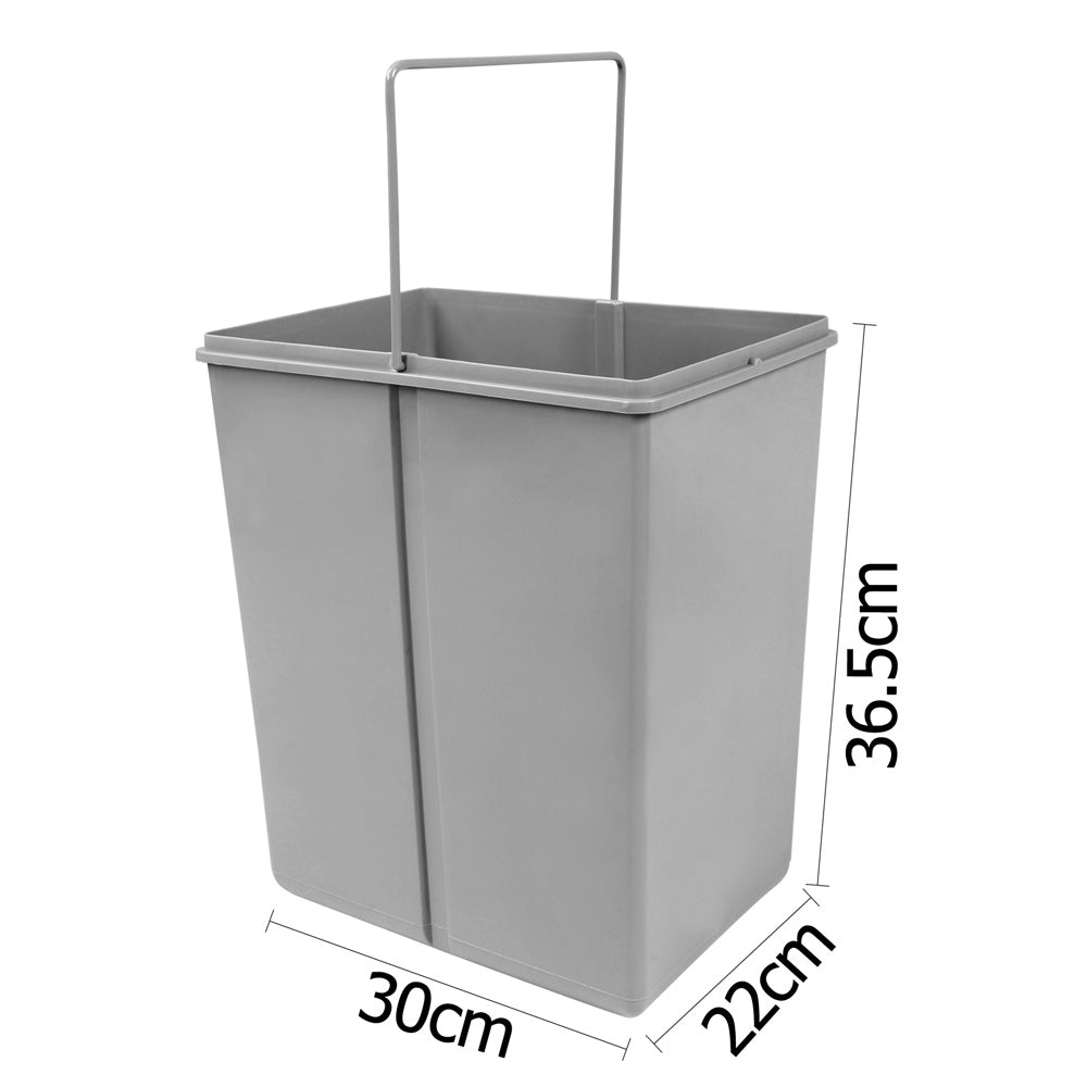 Set of 2 20L Twin Pull Out Bins - Grey