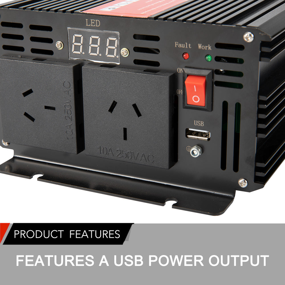 Pure Sine Wave 1500W Max 3000W 12V-230V Power Inverter Car Caravan Camping Boat