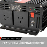 Pure Sine Wave 1500W Max 3000W 12V-230V Power Inverter Car Caravan Camping Boat