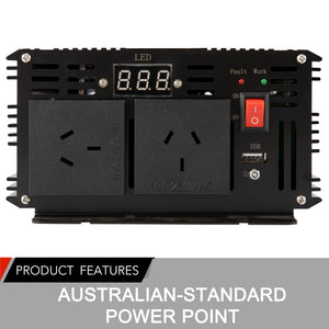 Pure Sine Wave 1500W Max 3000W 12V-230V Power Inverter Car Caravan Camping Boat