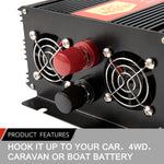 Pure Sine Wave 1500W Max 3000W 12V-230V Power Inverter Car Caravan Camping Boat
