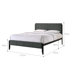 Fabric Upholstered Bed Frame in Charcoal - Queen