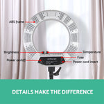 Embellir 19"" 5600K LED Ring Light With Stand Dimmable Diva For Phone Camera DSLR