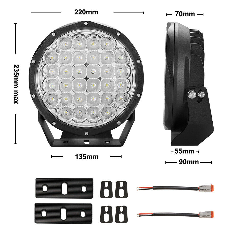 LIGHTFOX 9Inch Led Driving Lights Pair Round Spotlights Lamp Offroad 4WD