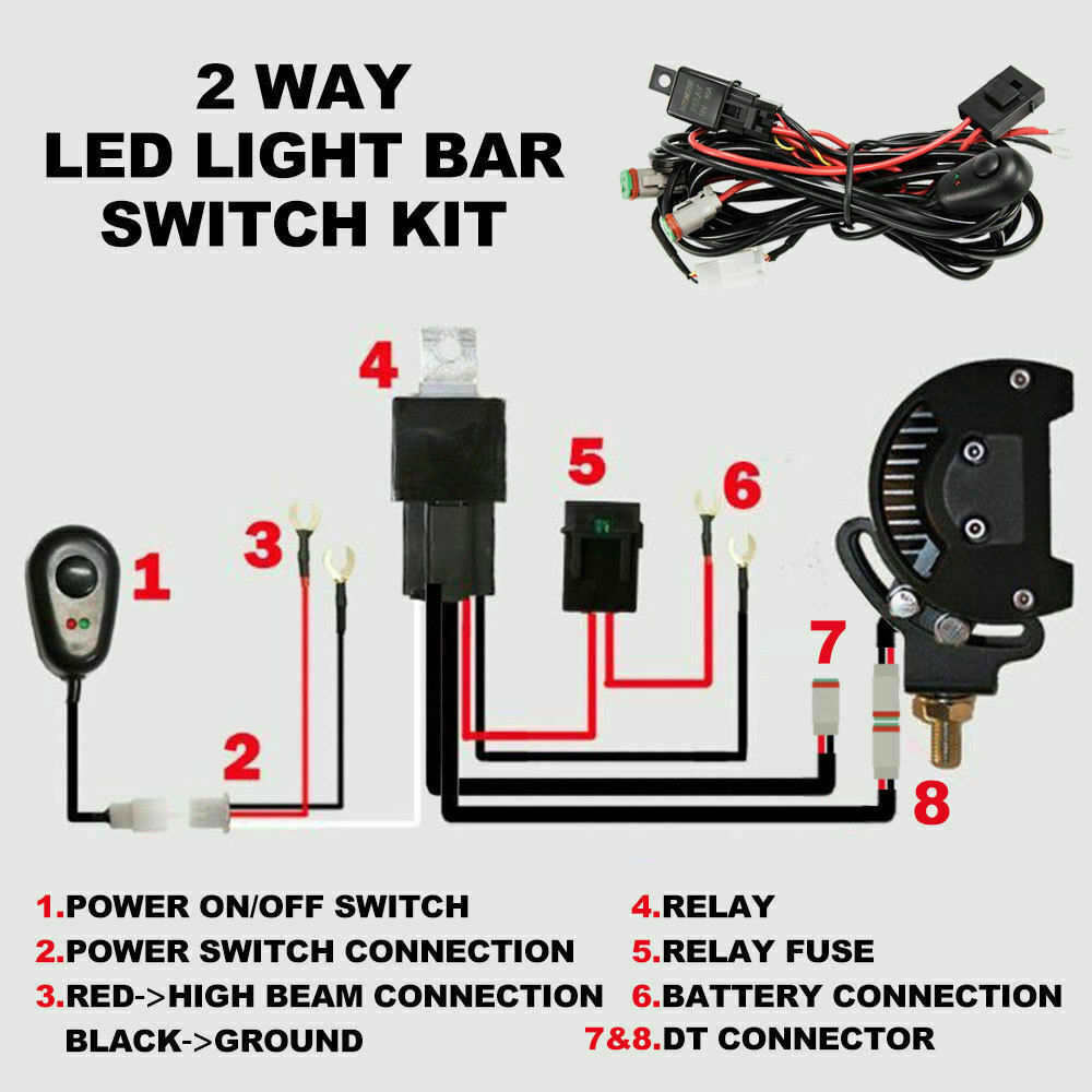 2 Way High Beam Wiring Loom Harness Relay Switch Kit 12V 40A Driving