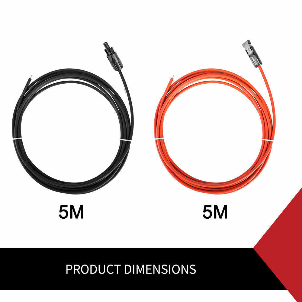  2 X 5M Extension Cable Wire MC4 Connectors Solar Panel To Regulator 4MM2