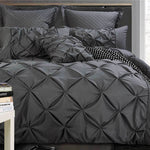 Super King Size Charcoal Diamond Pintuck Quilt Cover Set(3PCS)