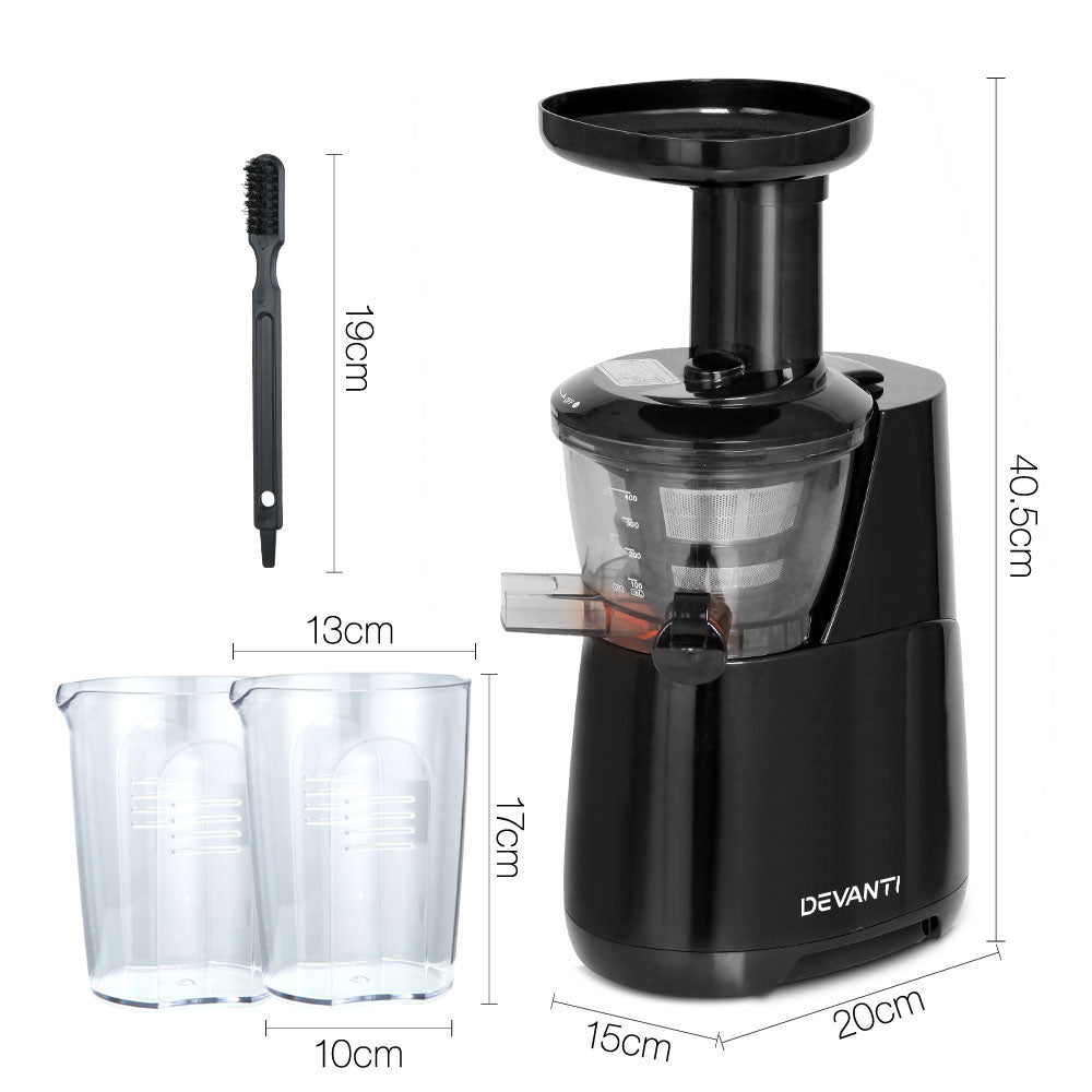 Devanti High Yield Cold Press Slow Juicer - Black