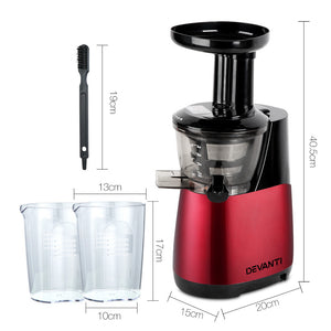 Devanti Cold Press Food Processor Juicer - Red