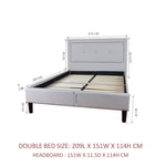 Albans Double Bed Frame Grey PU Leather Upholstered