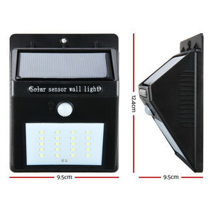 Set of 2 20 LED Solar Powered Sensor Light - Black