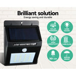 Set of 2 20 LED Solar Powered Sensor Light - Black