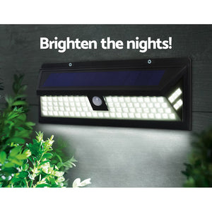 Set of 2 86 LED Solar Powered Sensor Light - Black