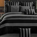 Super King Size Grey Black Sriped Quilt Cover Set(3PCS)