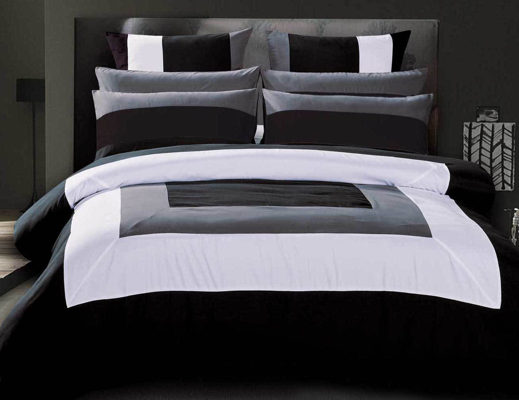 King Size Black Grey White Quilt Cover Set(3PCS)