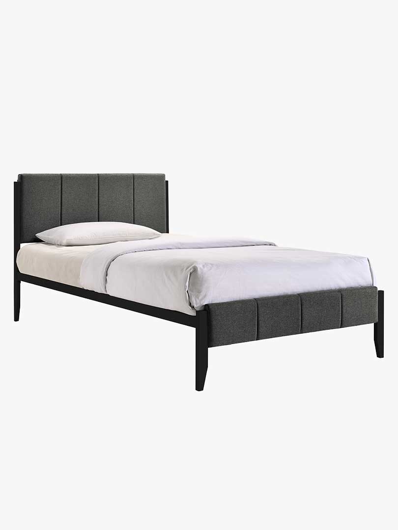 Fabric Upholstered Bed Frame in Charcoal - King Single