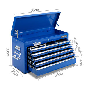 Giantz 9 Drawer Mechanic Tool Box Storage - Blue