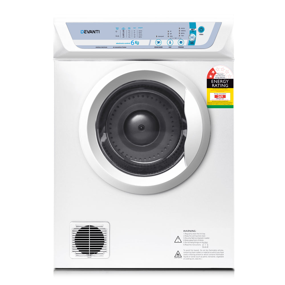 Devanti 6kg Clothes Tumble Dryer White