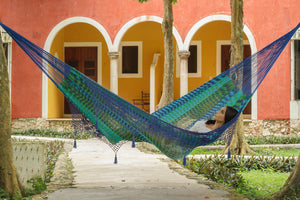 Deluxe Outdoor Cotton Mexican Hammock  in Caribe  Colour