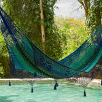 Deluxe Outdoor Cotton Mexican Hammock  in Caribe  Colour