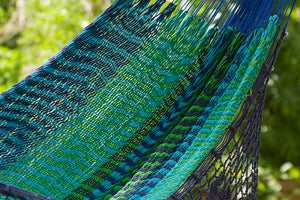 Deluxe Outdoor Cotton Mexican Hammock  in Caribe  Colour