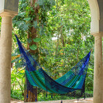 Deluxe Outdoor Cotton Mexican Hammock  in Caribe  Colour