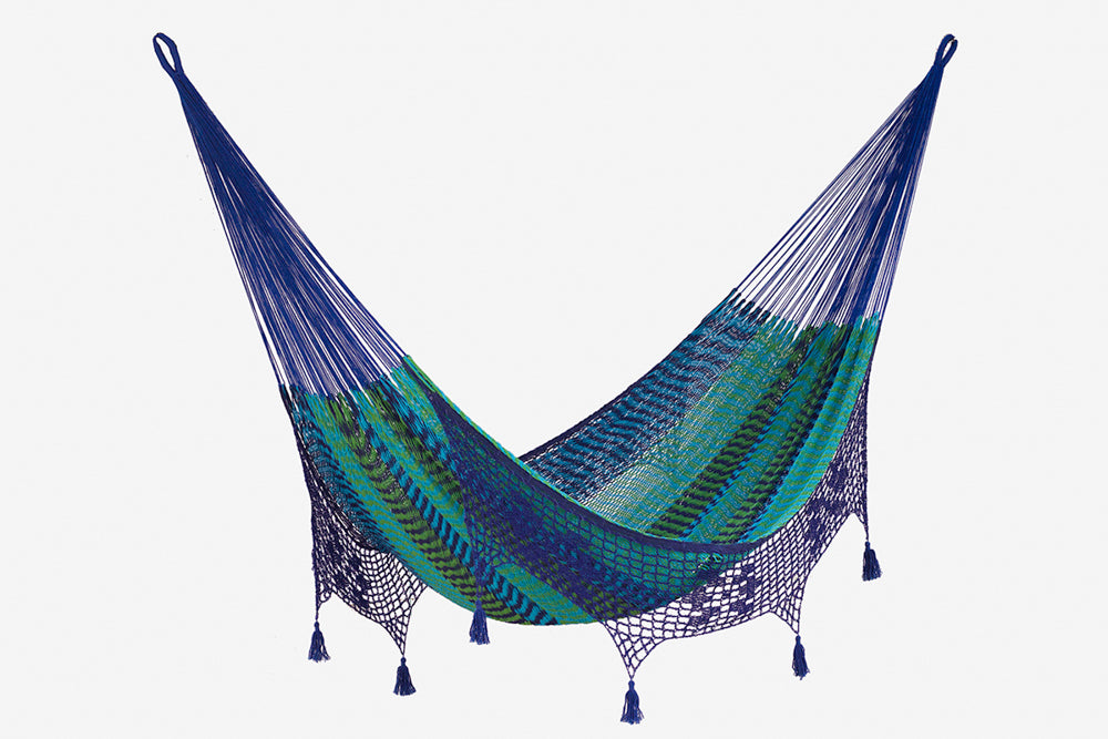 Deluxe Outdoor Cotton Mexican Hammock  in Caribe  Colour