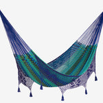 Deluxe Outdoor Cotton Mexican Hammock  in Caribe  Colour