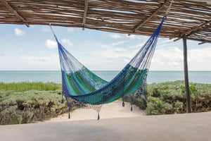 Deluxe Outdoor Cotton Mexican Hammock  in Caribe  Colour