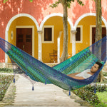 Deluxe Outdoor Cotton Mexican Hammock  in Caribe  Colour