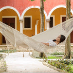 Deluxe Outdoor Cotton Mexican Hammock  in Cream Colour King Size