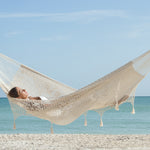 Deluxe Outdoor Cotton Mexican Hammock  in Cream Colour Queen Size