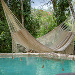 Deluxe Outdoor Cotton Mexican Hammock  in Cream Colour Queen Size