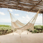 Deluxe Outdoor Cotton Mexican Hammock  in Cream Colour Queen Size