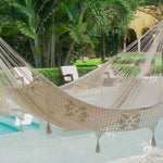 Deluxe Outdoor Cotton Mexican Hammock  in Cream Colour Queen Size