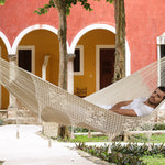 Deluxe Outdoor Cotton Mexican Hammock  in Cream Colour Queen Size
