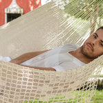 Deluxe Outdoor Cotton Mexican Hammock  in Cream Colour Queen Size