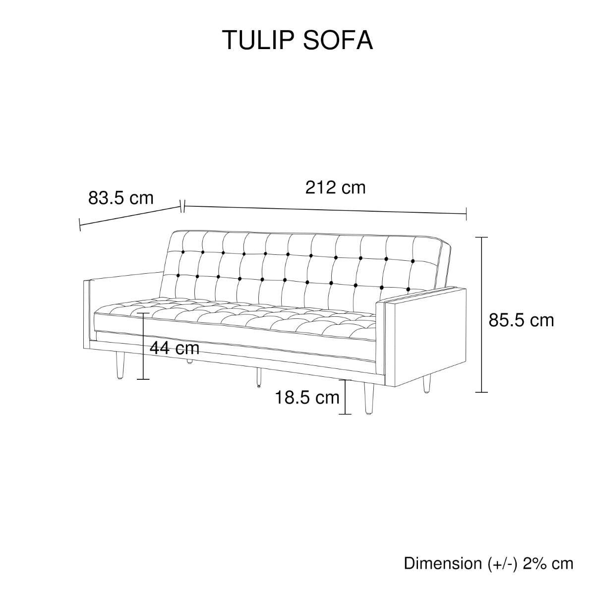 Tulip 3 Seater Sofa Bed Grey
