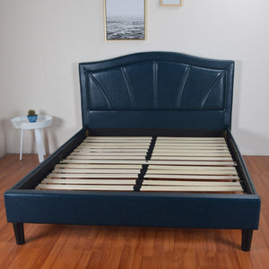 Camberwell Queen Bed Blue PU Leather Upholstered