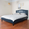 Camberwell Queen Bed Blue PU Leather Upholstered