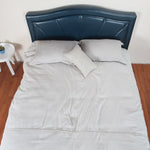 Camberwell Queen Bed Blue PU Leather Upholstered