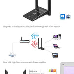 Simplecom NW628 AC1200 WiFi Dual Band USB3.0 Adapter with 2x 5dBi High Gain Antennas