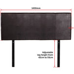 PU Leather Double Bed Headboard Bedhead - Brown