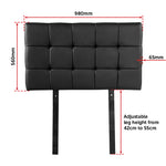 PU Leather Single Bed Deluxe Headboard Bedhead - Black