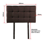 PU Leather Single Bed Deluxe Headboard Bedhead - Brown