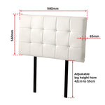 PU Leather Single Bed Deluxe Headboard Bedhead - White