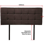 PU Leather Double Bed Deluxe Headboard Bedhead - Brown