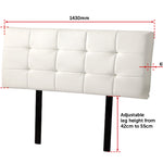 PU Leather Double Bed Deluxe Headboard Bedhead - White