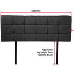 PU Leather Queen Bed Deluxe Headboard Bedhead - Black
