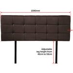 PU Leather Queen Bed Deluxe Headboard Bedhead - Brown
